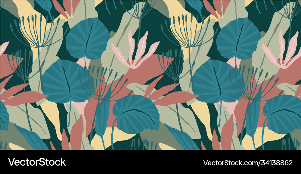 Artistic seamless pattern with abstract leaves Vector Image