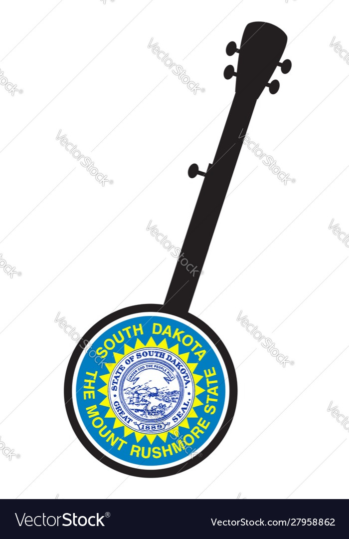 Banjo silhouette with south dakota state seal icon