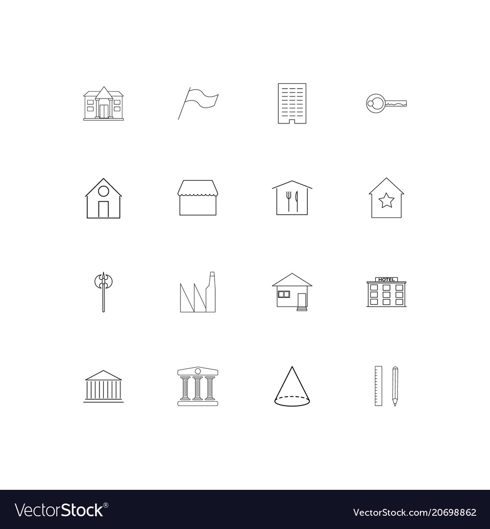 Buildings and constructions simple linear icons