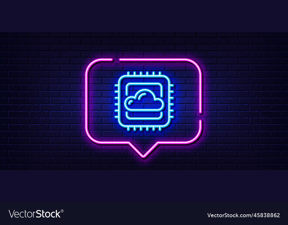 Cloud computing cpu line icon internet data