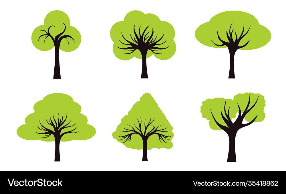 Collection trees ilustrations Royalty Free Vector Image
