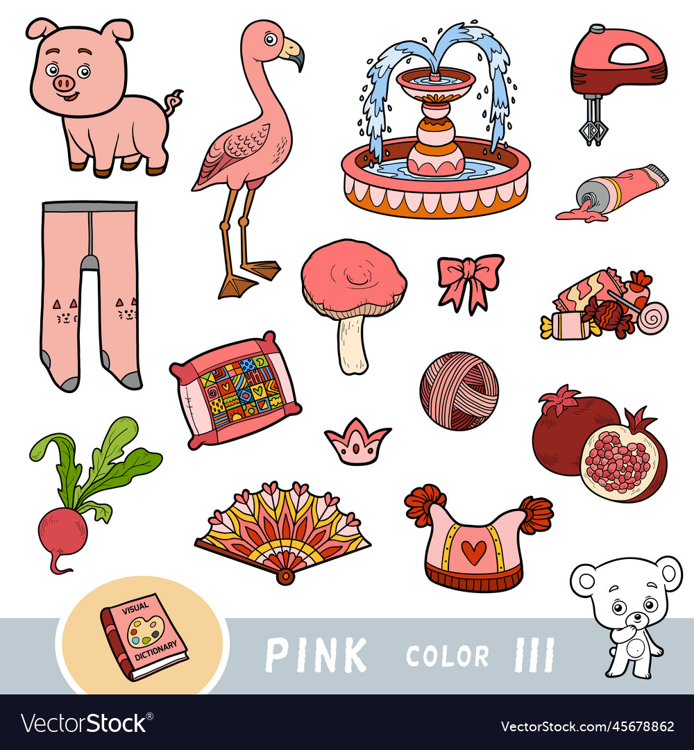 Colorful set of pink color objects visual