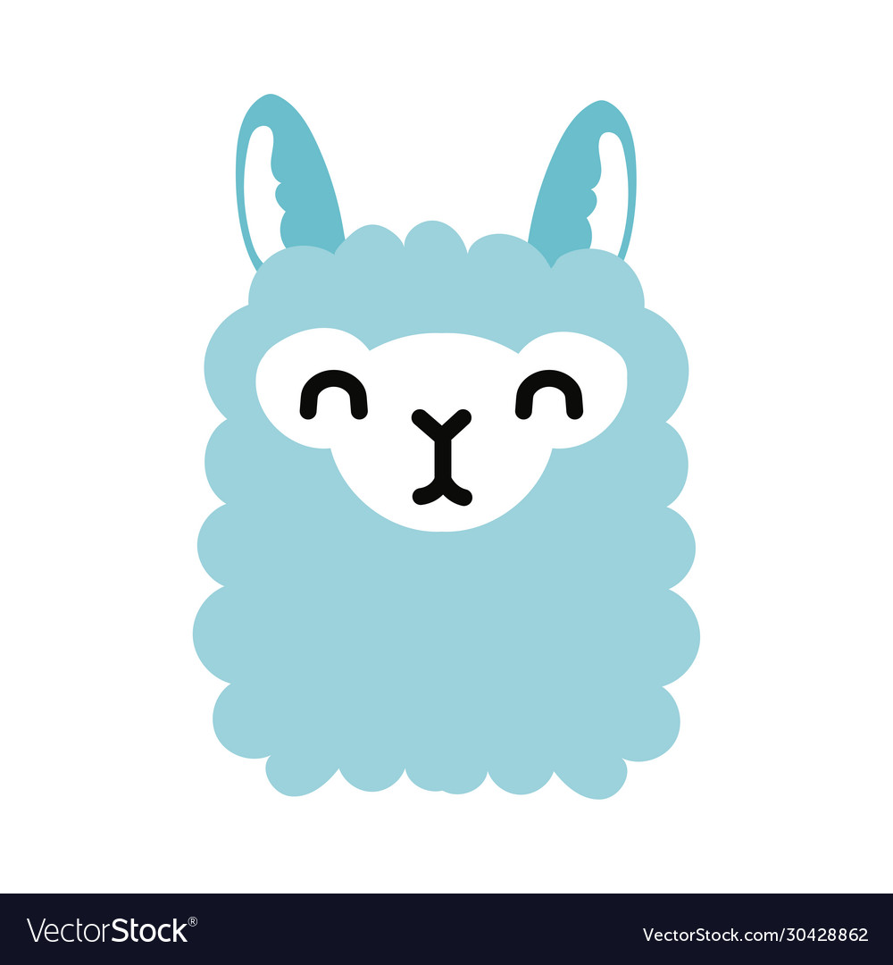 Cute llama wild animal flat style icon