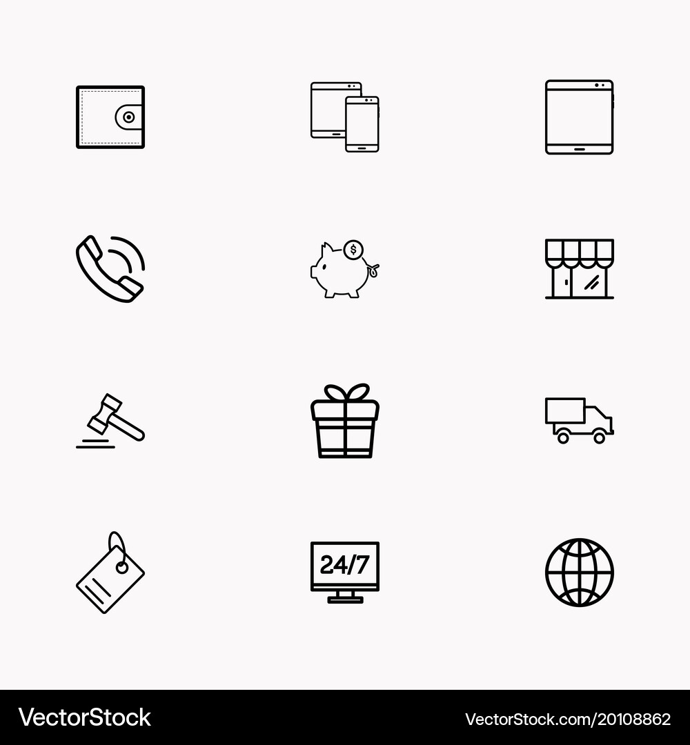 E-commerce line icon set Royalty Free Vector Image