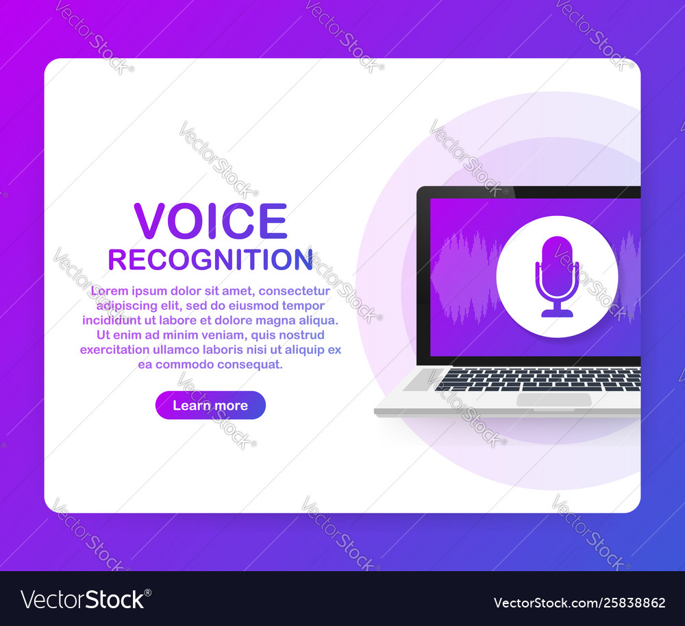 Flat voice recognition landing page design vector image Flat voice recognition landing page design