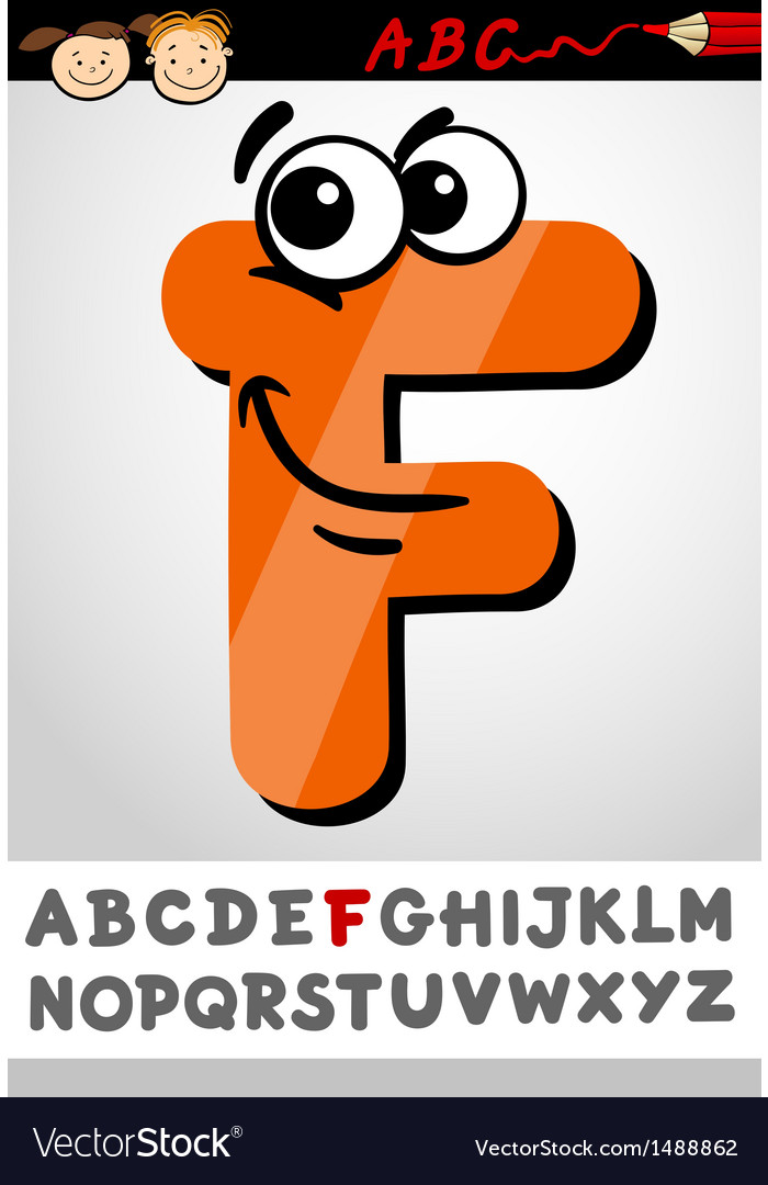 Funny letter f cartoon Royalty Free Vector Image