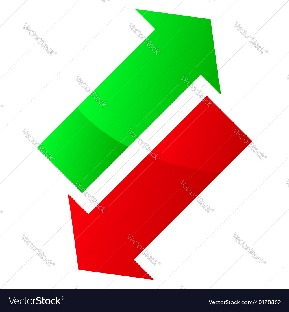 Green and red up down arrow pointing vector image Green and red up down arrow pointing