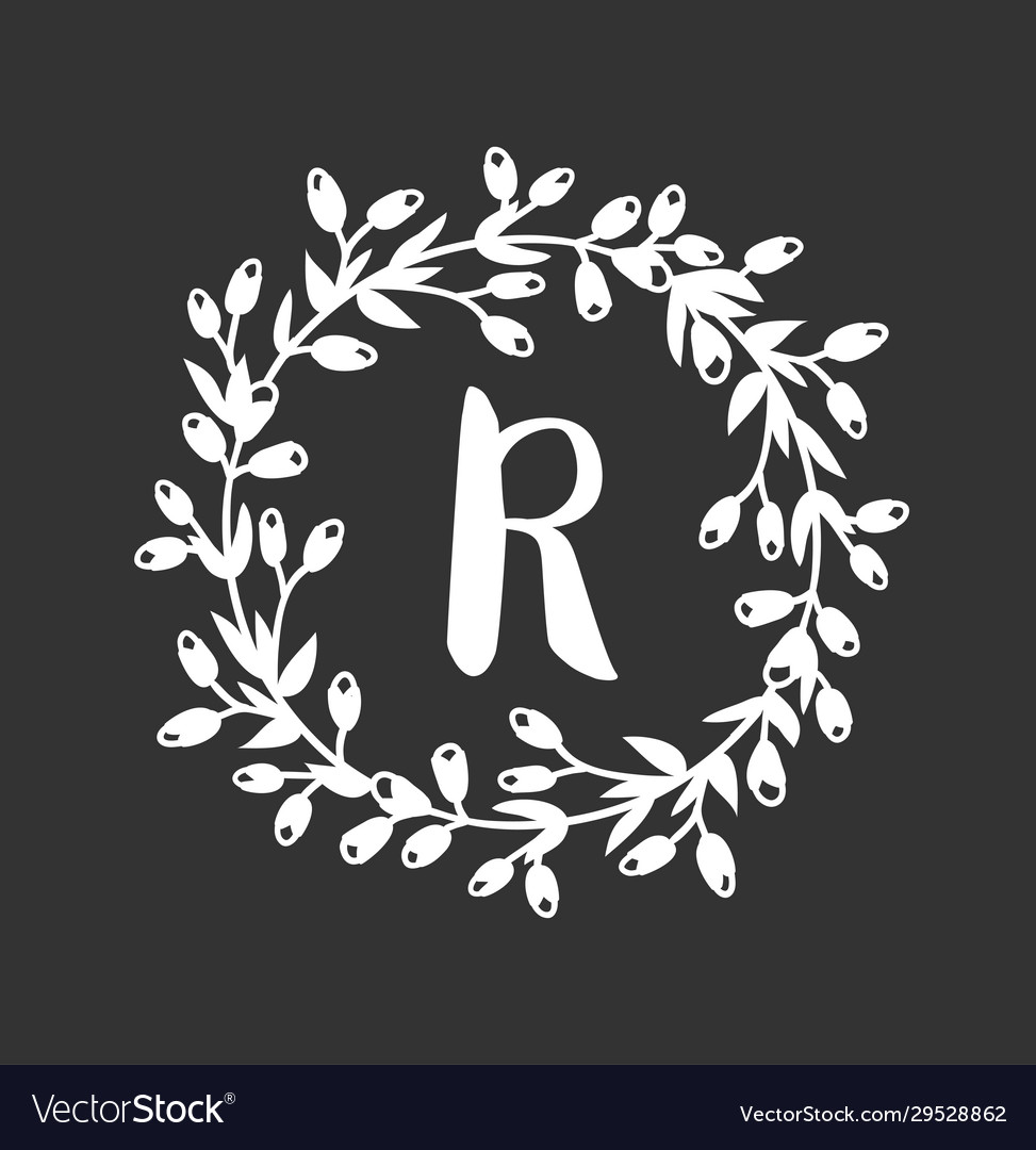 Hand drawn monogram object for design usewhite vector image Hand drawn monogram object for design usewhite