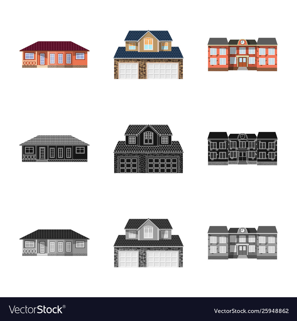 Isolated object building and front symbol vector image Isolated object building and front symbol