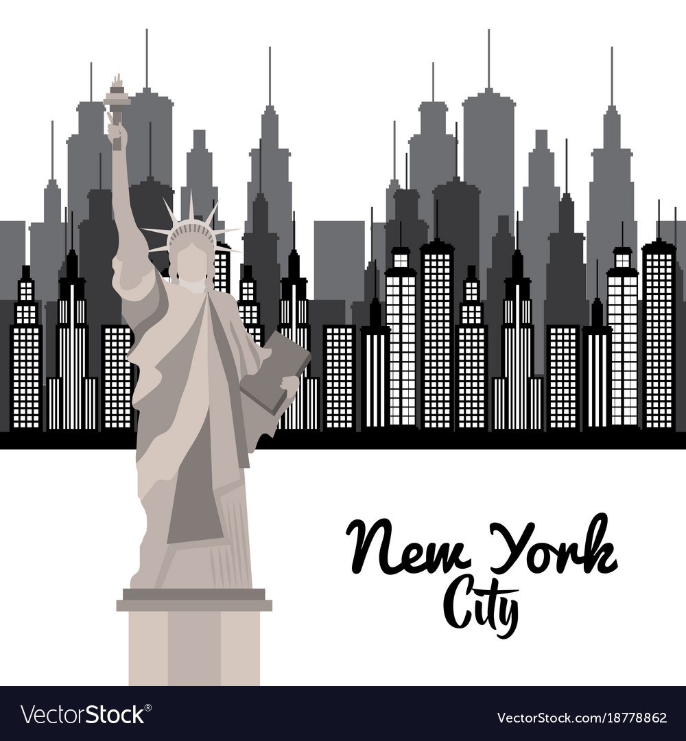 New york city statue of liberty scene Royalty Free Vector