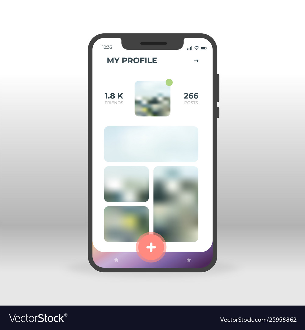 Online social network profile ui ux gui screen vector image Online social network profile ui ux gui screen