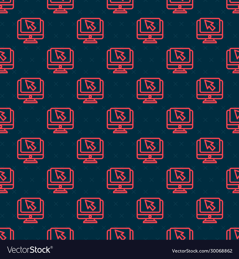 Red line computer monitor and cursor icon