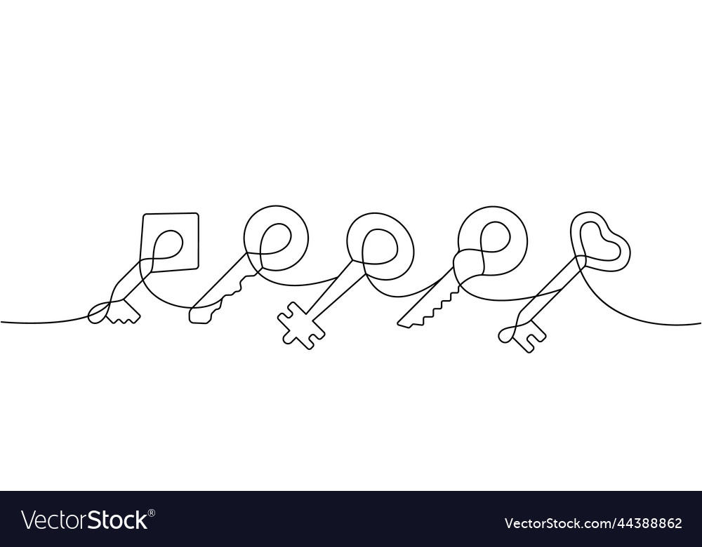 Set of key one line continuous drawing home