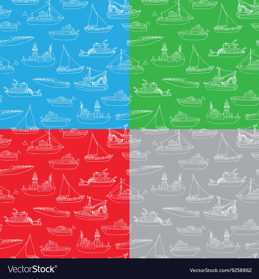 Set of seamless nautical patterns