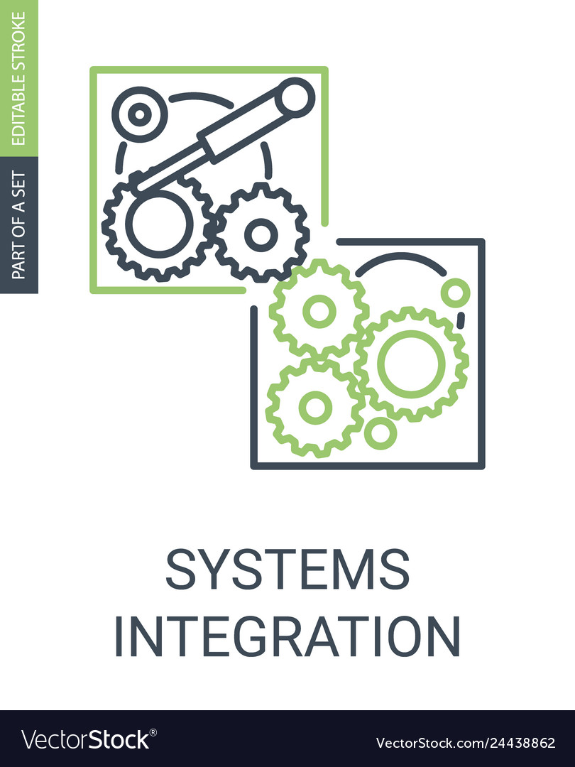 Simple systems integartion icon with cute linear vector image Simple systems integartion icon with cute linear