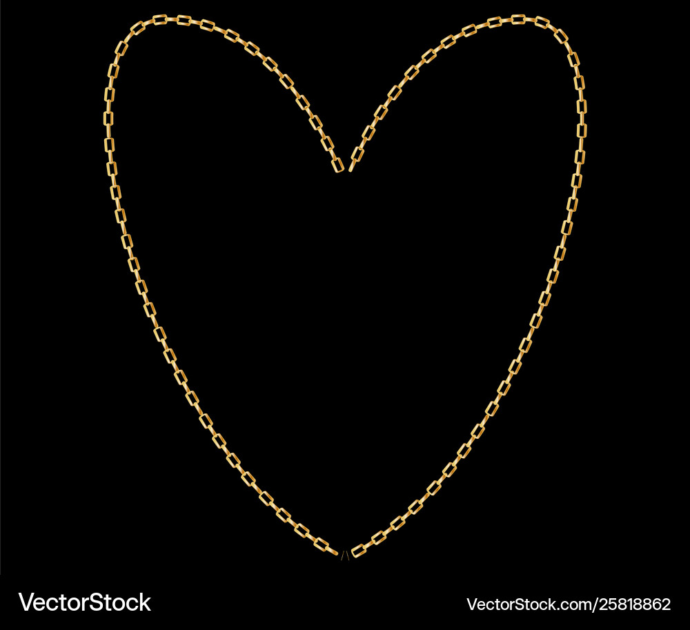 Thick golden chain - heart frame jewelry Vector Image