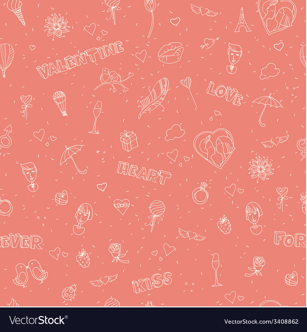 Valentines day seamless pattern sketch style