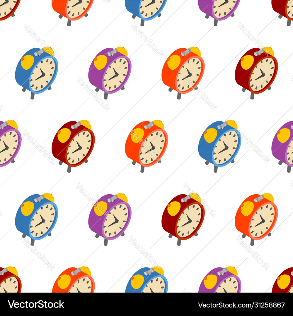 Alarm clock pattern seamless old table clock Vector Image