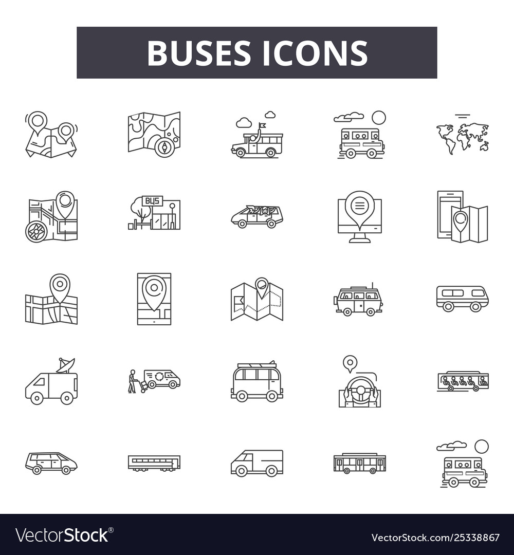 Bus Line Icons - Linear Style