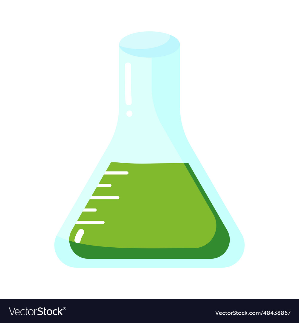 Cartoon lab tube with green liquid school Vector Image