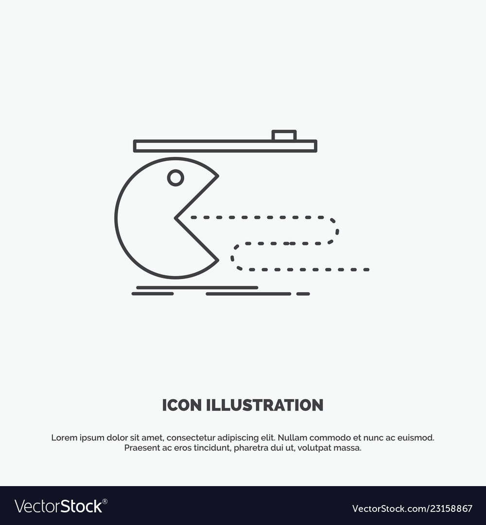 Character computer game gaming pacman icon line vector image Character computer game gaming pacman icon line