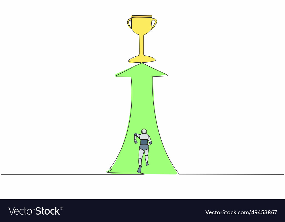Continuous one line drawing of robot running vector image Continuous one line drawing of robot running