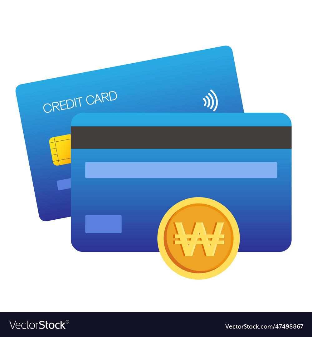 Credit card payment with won coins Royalty Free Vector Image