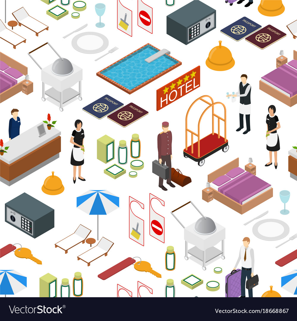 Hotel service background pattern isometric view