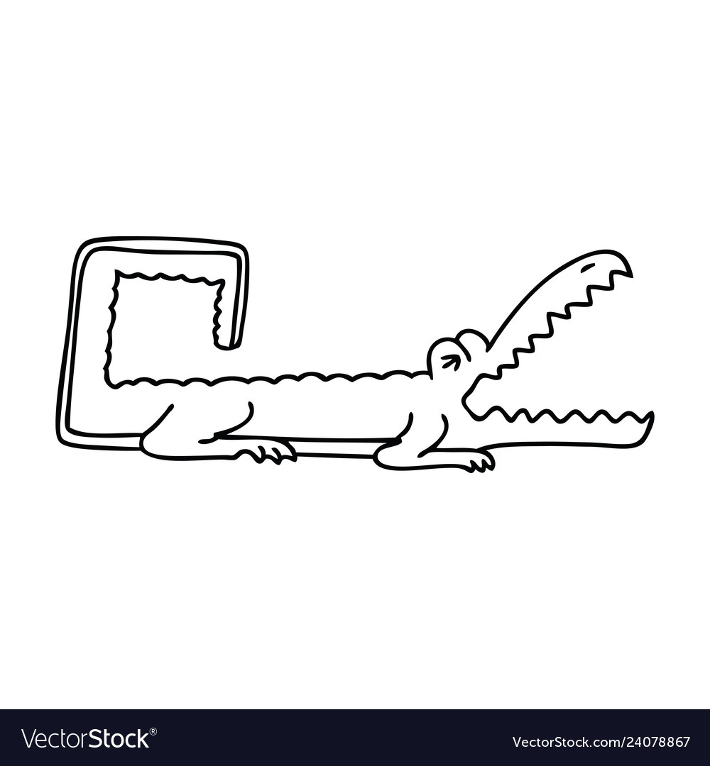 Quirky line drawing cartoon crocodile Royalty Free Vector Quirky line drawing cartoon crocodile Royalty Free Vector