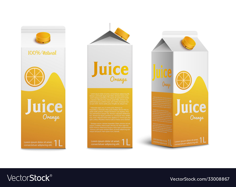 Realistic mockup pack and box orange juice