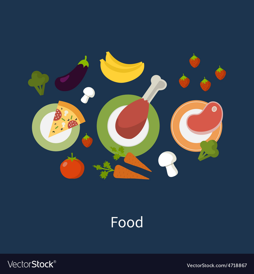 Set of flat design concept icons for food