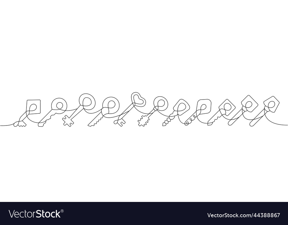 Set of key one line continuous drawing home