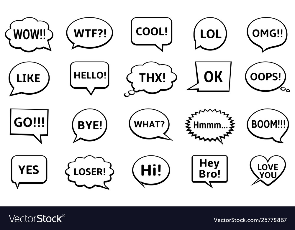 Speech bubbles set with short messages - yes vector image Speech bubbles set with short messages - yes