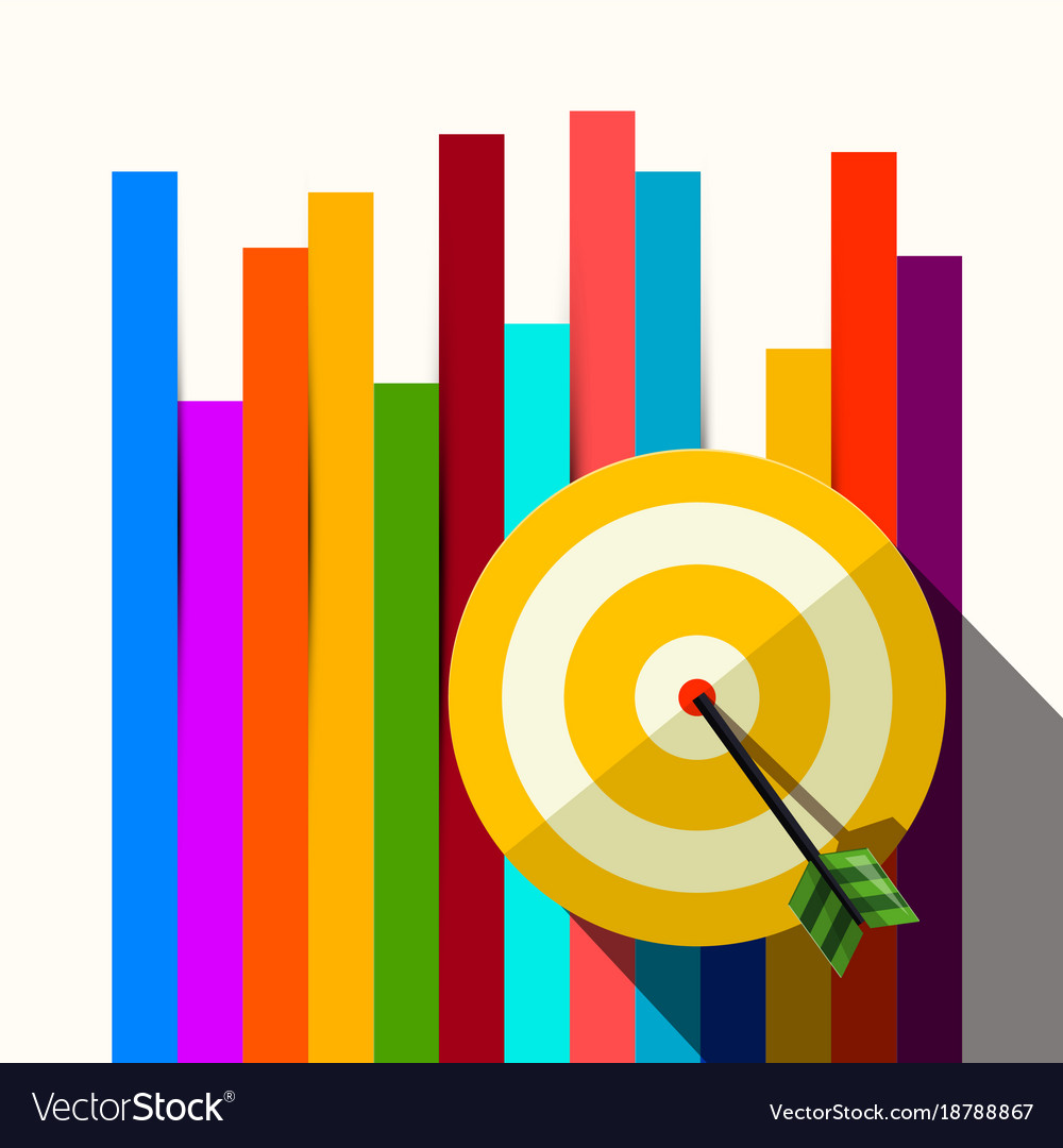 Target with dart on colorful papers background