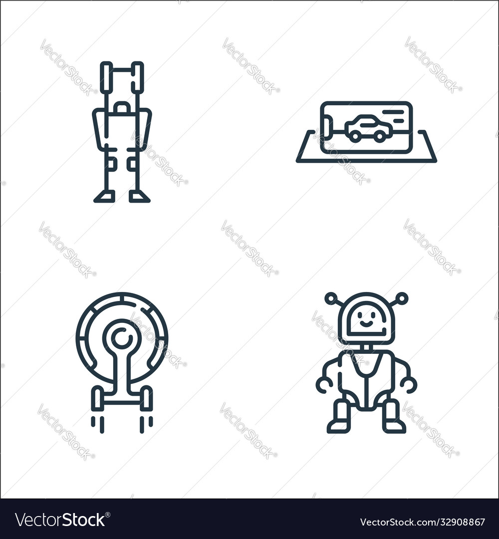 Technology future line icons linear set vector image Technology future line icons linear set