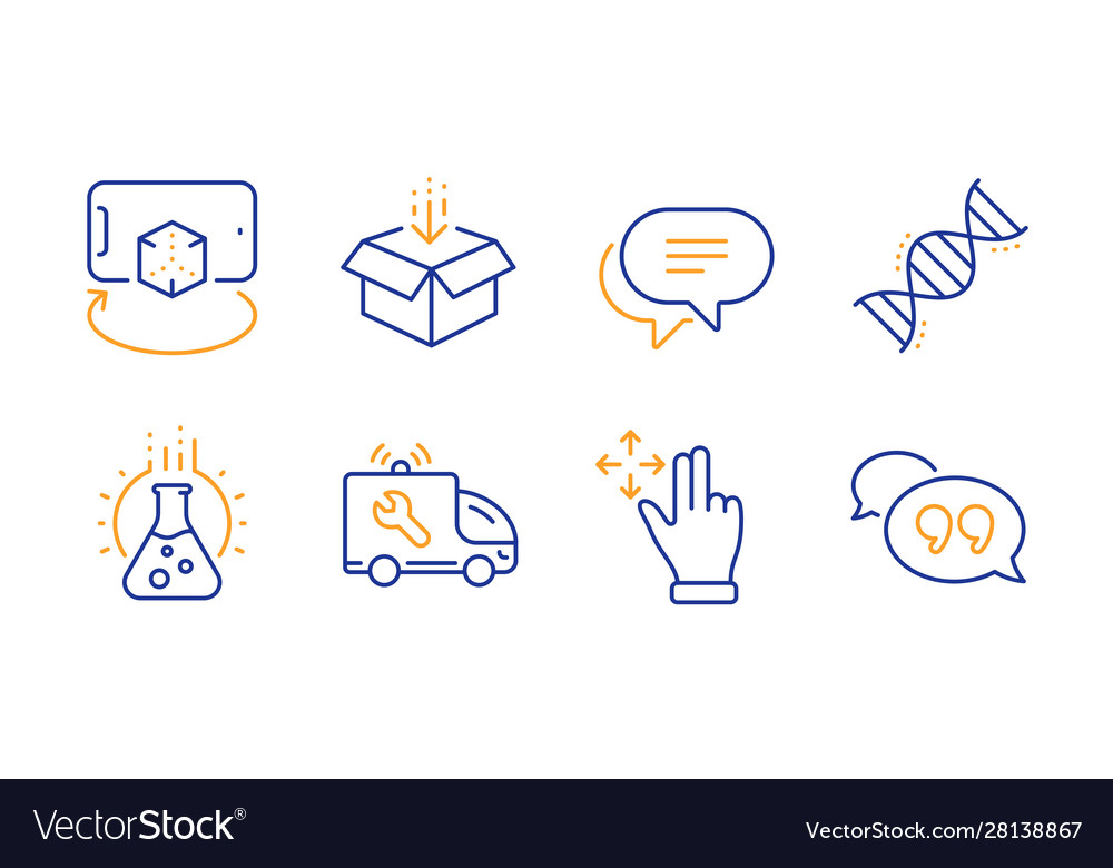 Text message chemistry lab and get box icons set vector image Text message chemistry lab and get box icons set