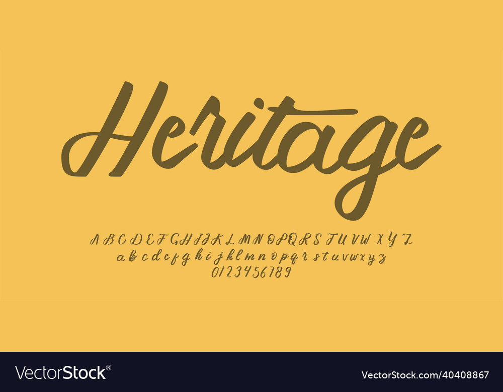 Vintage script alphabet font isolated background vector image Vintage script alphabet font isolated background