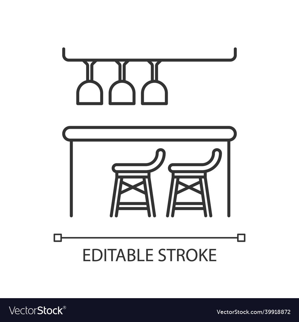 Bar counter pixel perfect linear icon thin line vector image Bar counter pixel perfect linear icon thin line