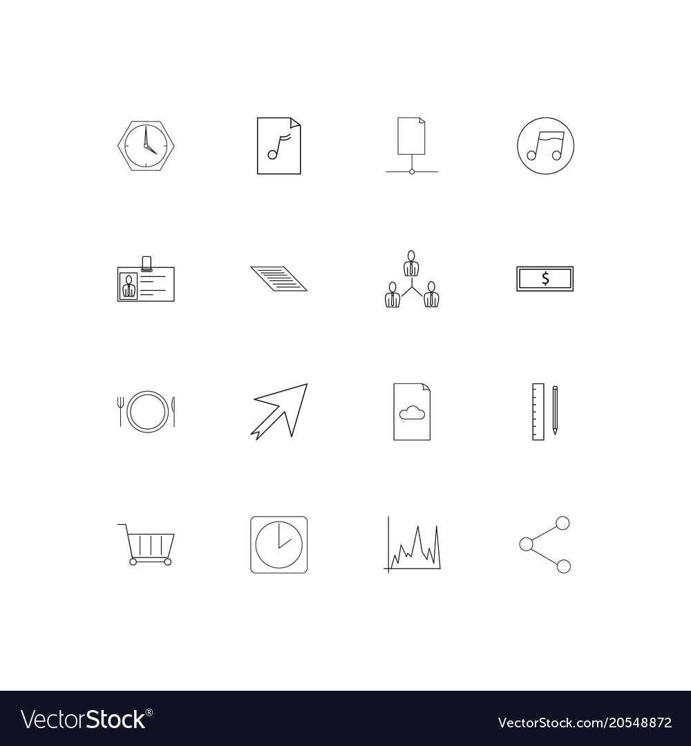 Business simple linear icons set outlined