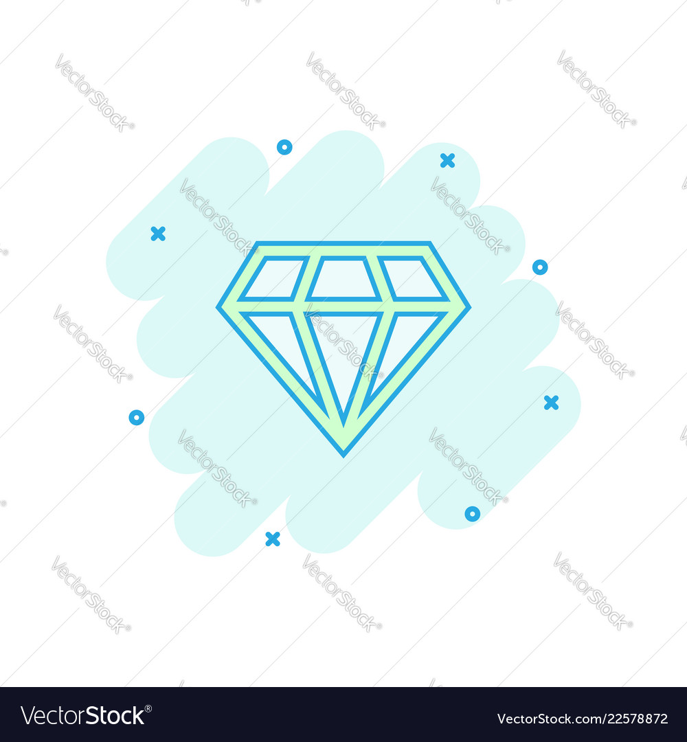 Cartoon diamond jewel gem icon in comic style