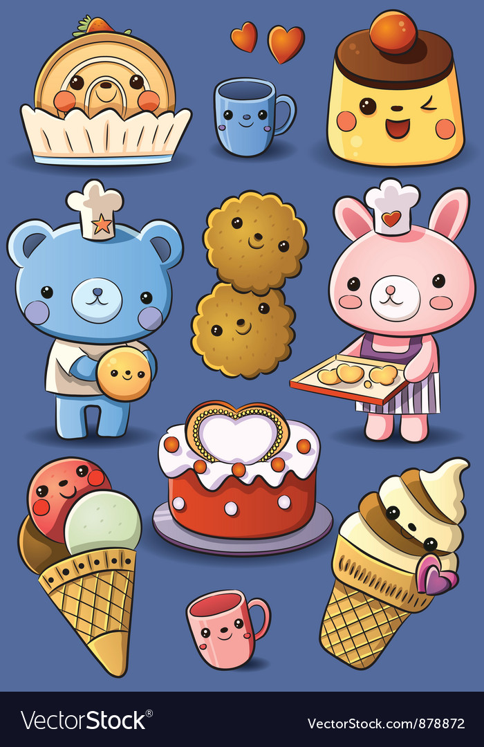 Cute cakes and ice cream