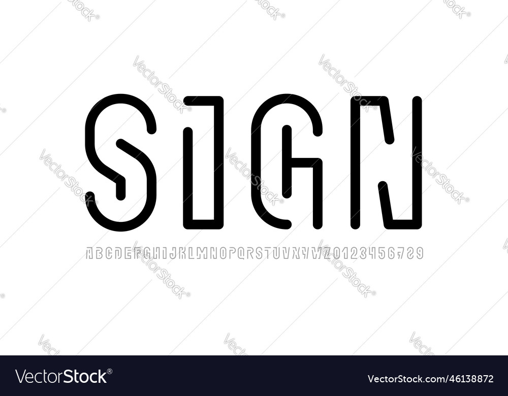Digital font alphabet from lines technology style Vector Image Digital font alphabet from lines technology style