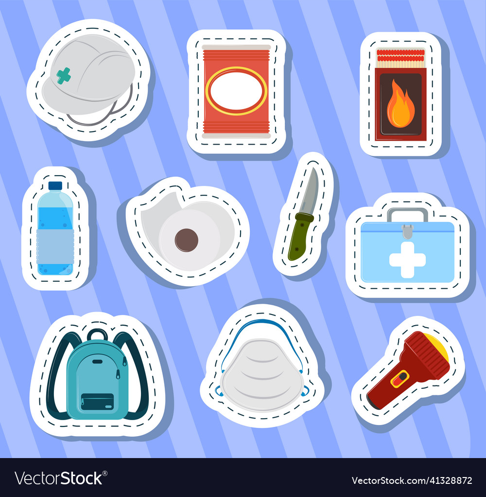 Disaster Preparedness Stickers Royalty Free Vector Image