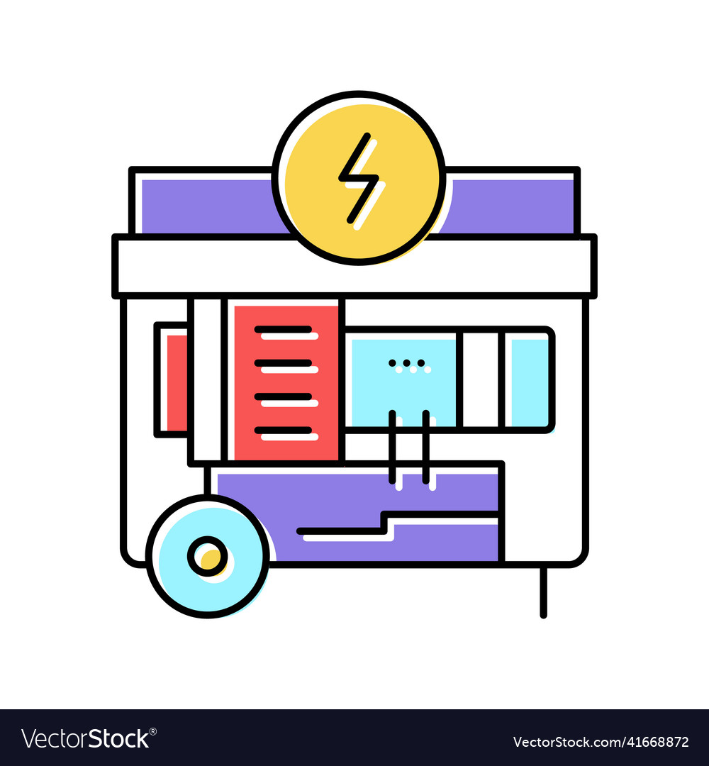 Electrical generator color icon flat Royalty Free Vector