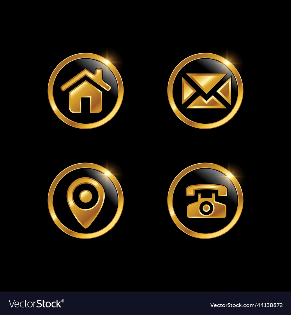 Golden icon set communication icons Royalty Free Vector