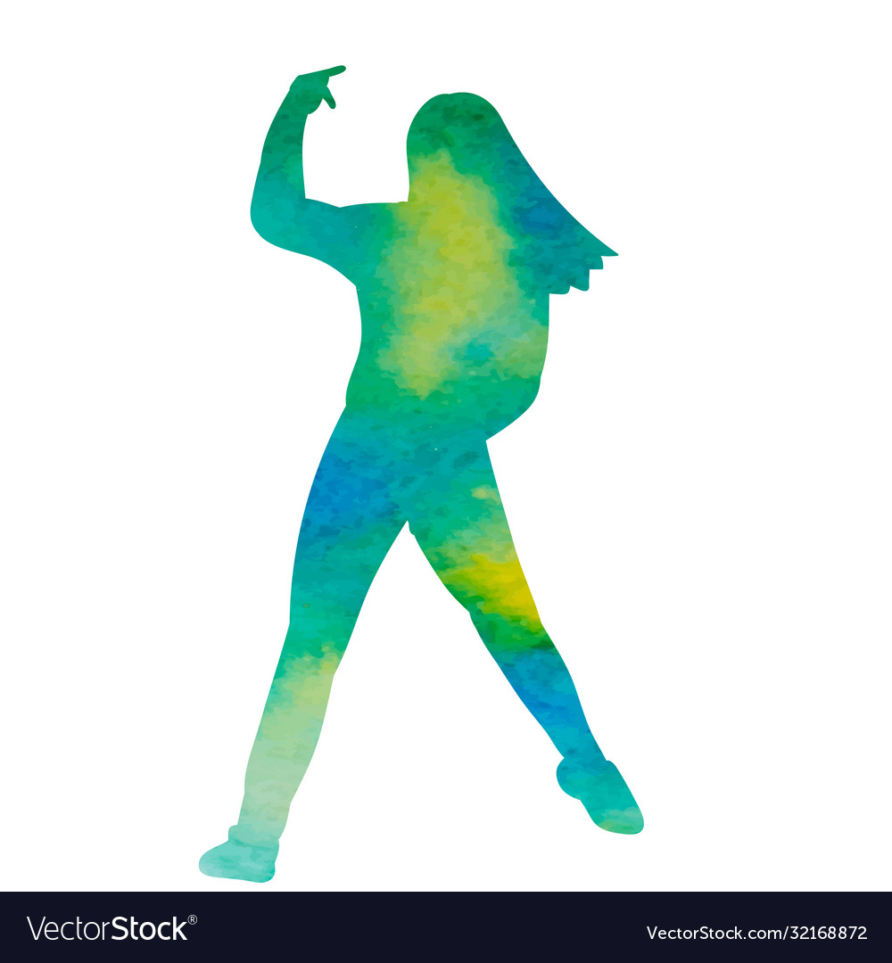 Isolated silhouette a watercolor dancing girl Vector Image