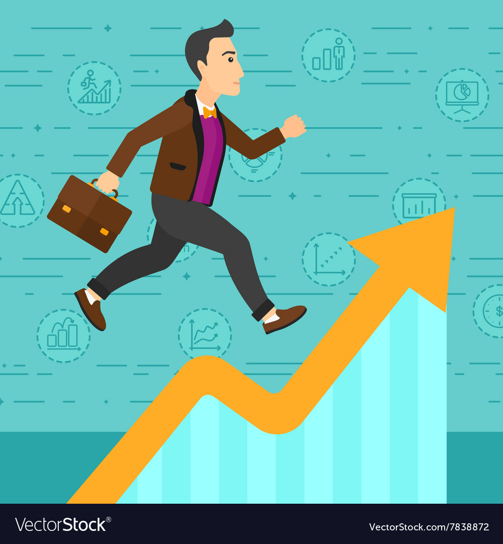 Man running on growth graph