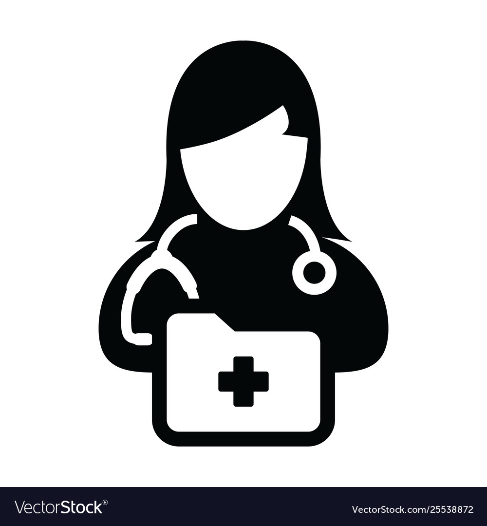 Medizinisches Report-Icon mit weiblicher Arztperson vector image Medizinisches Report-Icon mit weiblicher Arztperson