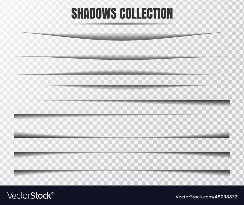 Realistic shadow effect set separate components vector image Realistic shadow effect set separate components