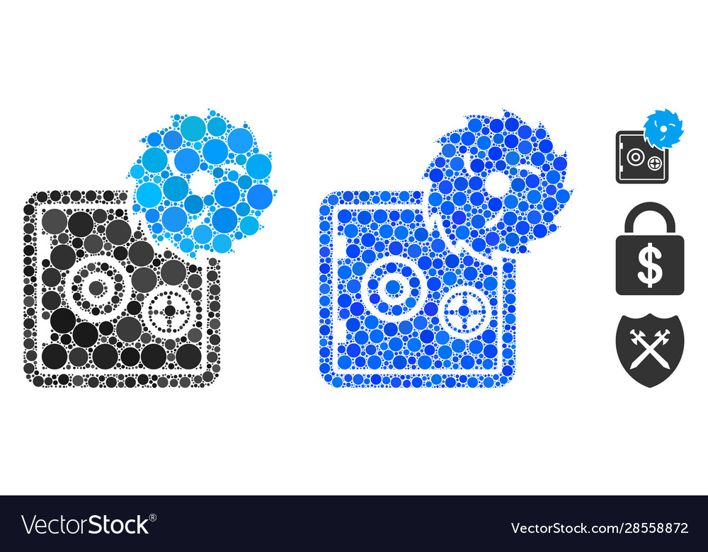 Safe hacking theft composition icon round dots
